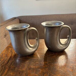 Set of 2 Pewter horn steins